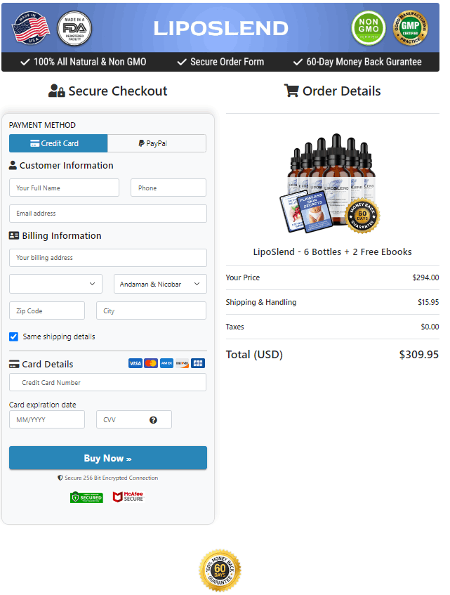 LipoSlend Order Form